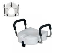 Asiento de inodoro elevado extraíble con asas de brazos, ayuda acolchada para personas mayores embarazadas, soporte de inodoro elevador sin más, rehabilitación postoperatoria (color: blanco)