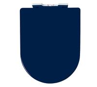 Asiento de inodoro en forma de D, Asiento de inodoro con cierre suave en forma de D con liberación rápida y bisagras ajustables en multicolor 44,5x36 cm(Navy Blue)
