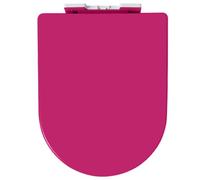 Asiento de inodoro en forma de D con cierre suave y liberación rápida, polipropileno grueso, fácil instalación y limpieza, tapa de inodoro rojo rosa para baños modernos