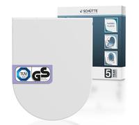 Asiento de inodoro en forma de D con descenso automático, certificado TÜV, tapa de inodoro extraíble de material irrompible, fácil montaje mediante plantilla de montaje, tapa de inodoro y gafas de