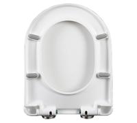 Asiento de inodoro en forma de D de cierre suave con bisagras ajustables de liberación rápida, fácil de limpiar, polipropileno blanco, perfecto para baños modernos, instalación y mantenimiento