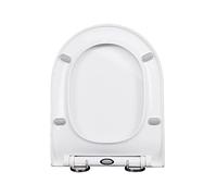 Asiento de inodoro en forma de D de cierre suave con bisagras de liberación rápida, fácil fijación superior, tapa de polipropileno duradera para baño familiar, color blanco, cómodo asiento de cuenco