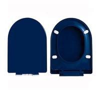 Asiento de inodoro en forma de D de cierre suave con liberación rápida, montaje superior fácil de limpiar, azul, 36 x 44,5 cm, tapa silenciosa y de cierre lento, perfecto para mejorar el baño