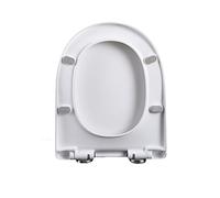 Asiento de inodoro en forma de D de cierre suave, liberación rápida y fácil de limpiar, antideslizante, repuesto para cuenco de baño, color blanco, cómodo asiento, diseño duradero