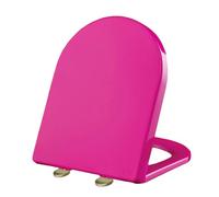 Asiento de Inodoro en Forma de D de Color, Cierre Suave, con bisagra Ajustable, Tapa Superior de liberación rápida, Tapa de Inodoro Fija, Forma de D, Negro (Morado)