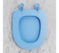 Asiento de inodoro en forma de O/U para tapa fija superior de cierre suave, asiento de baño blanco compatible con inodoros redondos y alargados estándar, liberación rápida y para Dura(tipo U azul)