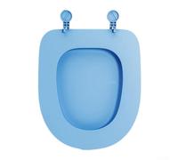 Asiento de inodoro en forma de U con cierre suave para una experiencia de baño silenciosa, liberación rápida para una fácil extracción y limpieza, hecho de material de urea sólida (tipo U azul)