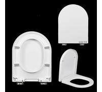 Asiento de inodoro en forma de U de cierre suave, cuenco UF blanco con bisagras de liberación rápida, altura ajustable, fácil instalación para baños, comodidad y comodidad