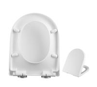 Asiento de inodoro en forma de U/en forma de V, asiento de inodoro ovalado blanco, cierre suave, silencioso, sin golpes, tapa de inodoro universal de tamaño estándar, fijación superior simple (forma