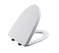 Asiento de inodoro en forma de V universal de polipropileno de cierre suave, función de liberación rápida, bisagras ajustables, cubierta de inodoro blanca para una fácil instalación y comodidad - 01A