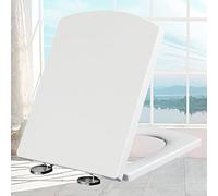 Asiento de Inodoro Familiar, Cuadrado, de Cierre Suave, Rectangular, Blanco, de liberación rápida, estándar, Duradero, Tapa Que se Ajusta Siempre y no se resbala, para baño, Blanco, 37 x 47 cm
