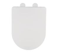 Asiento de inodoro Galati, asiento de inodoro plano en forma de D con mecanismo de cierre suave, de duroplast, fijación Fix-Clip, blanco mate