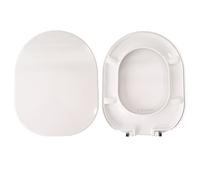 Asiento de inodoro Ideal Standard Tonic como original, de plástico termoestable, envolvente con bisagras fijas, eje de inodoro, color blanco, fabricado en Italia