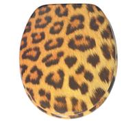 Asiento de inodoro impreso, bisagras estables, fácil de montar, diseño de leopardo