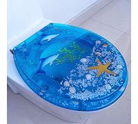Asiento de inodoro lento cierre, asiento de inodoro de horno de costura de mar transparente en el tamaño de la tapa del inodoro colorido de tamaño estándar.