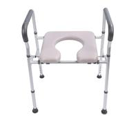 Asiento De Inodoro Levantado Con Asas, Elevador De Asiento De Inodoro Ajustable En Altura Para Personas Mayores Con Asiento Acolchado Marco De Aluminio De La Seguridad Del Retrete
