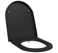 Asiento de inodoro negro Duroplast 49 x 36 x 4 cm para inodoros estándar | Duroplast robusto, montaje con destornillador, uso interior, limpieza fácil, diseño minimalista