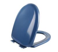 Asiento de inodoro ovalado azul marino, diseño universal en forma de U, cojín de cierre suave, bisagra de liberación rápida que se adapta a todos los inodoros estándar, material de polipropileno
