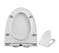 Asiento de inodoro ovalado blanco de cierre suave, tamaño estándar universal, silencioso, sin golpes, fácil fijación superior para mejorar el baño y comodidad, diseño duradero y elegante