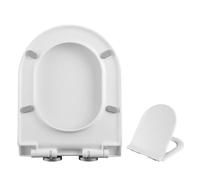 Asiento de inodoro ovalado de cierre suave universal, color blanco, fácil fijación superior, sin golpes, diseño silencioso, accesorio de baño de tamaño estándar para mayor comodidad y comodidad