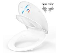 Asiento de Inodoro para Familia, YEAUPE PRO Tapa Wc Forma O Universal de Cierre Suave con Liberación Rápida para una Fácil Limpieza, Blanco, 44,6 x 37,2cm