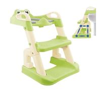 Asiento de inodoro para niños pequeños, asiento de aprendizaje de limpieza con escalera, Silla de olla de entrenamiento rana con escalera, Asiento de aprendizaje de limpieza para inodoros con poi