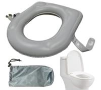 Asiento de Inodoro Plegable, Asiento de Inodoro Elevado Portátil con Ventosas, Inflable Plegable con Boquilla de Aire Ajustable y Bolsa de Almacenamiento para Viajes, Elevado Portátil