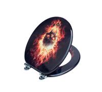 Asiento de inodoro premium de MDF, con descenso automático silencioso y elegante aspecto de madera, universal, resistente y duradero (calavera)