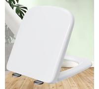 Asiento de Inodoro Rectangular, Cierre Suave, liberación rápida, fácil de Instalar, Forma Cuadrada, Duradero, con bisagras Ajustables de Acero Inoxidable (Blanco, 36 x 44 cm)