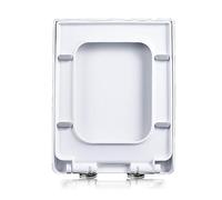 Asiento de Inodoro Rectangular de plástico Blanco con Cierre Suave y liberación rápida, Tapa Cuadrada Resistente y de fácil Limpieza, Modelo 06C