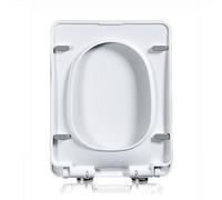 Asiento de Inodoro Rectangular de plástico Blanco con Cierre Suave y liberación rápida, Tapa Cuadrada Resistente y de fácil Limpieza, Modelo 06C