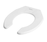 Asiento de inodoro redondo blanco comercial, abierto delantero, resistente hasta 550 libras, parachoques apretados, asiento de cierre silencioso, accesorios de fijación rápida para una fácil limpieza