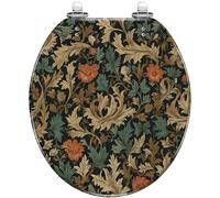 Asiento de inodoro redondo genérico de resina para baño | Estampado floral vintage, elemento decorativo para baño, fabricado en resina.