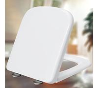 Asiento de inodoro suave cerca de liberación rápida asiento de inodoro de forma cuadrada asiento de tapa de inodoro para baño, con bisagras ajustables, blancos-36 * 45 cm