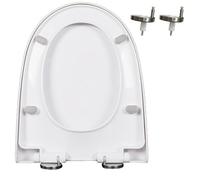Asiento de inodoro suave y cercano con tapa y asiento de inodoro en silencio, liberación rápida con un solo clic, fácil de instalar y limpiar, nunca aflojar, bisagra ajustable de 360 °, PP, blanco,