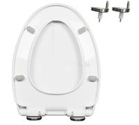 Asiento de inodoro suave y cercano con tapa y asiento de inodoro en silencio, liberación rápida con un solo clic, fácil de instalar y limpiar, nunca aflojar, 360 ° Bisagra ajustable, PP, blanco,