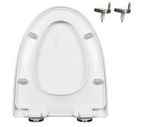 Asiento de inodoro suave y cercano con tapa y asiento de inodoro en silencio, liberación rápida con un solo clic, fácil de instalar y limpiar, nunca aflojar, bisagra ajustable de 360 °, PP, blanco,