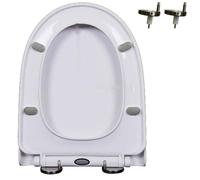 Asiento de inodoro suave y cercano con tapa y asiento de inodoro en silencio, liberación rápida con un solo clic, fácil de instalar y limpiar, nunca aflojar, bisagra ajustable de 360 °, PP, blanco,