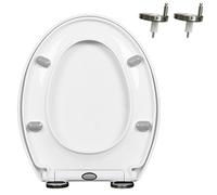 Asiento de inodoro suave y cercano con tapa y asiento de inodoro en silencio, liberación rápida con un solo clic, fácil de instalar y limpiar, nunca aflojar, bisagra ajustable de 360 °, PP, blanco,