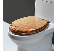 Asiento de inodoro suave y suave de inodoro, asiento de inodoro de patrón de mármol, tapa de inodoros de resina de servicio pesado, tapa tranquila con parachoques sin deslizamiento, fácil de