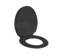 Asiento de Inodoro, Tapa de WC, Asiento para Inodoro con bisagras de acero inoxidable, color Negro - Longitud 45.4 x Profundidad 36.5 cm
