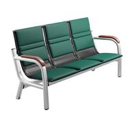 Asiento de Invitados de 3 Asientos, Silla de Banco de Recepción con Brazos de Madera Maciza, Asiento Individual Que Puede Soportar 300 Kg, para Aeropuerto, Mercado, Banco(Green)