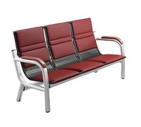 Asiento de Invitados de 3 Asientos, Silla de Banco de Recepción con Brazos de Madera Maciza, Asiento Individual Que Puede Soportar 300 Kg, para Aeropuerto, Mercado, Banco(Red)