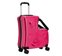 Asiento de la Maleta de Viaje de Bloqueo Segura - Los enrollan en las Niñas de Equipaje | 20in Rolling Case Handlebars Pedales STACTS, Ruedas Lisas Niñas Niños, Bolsa de Vacaciones ligera, rosa y rojo