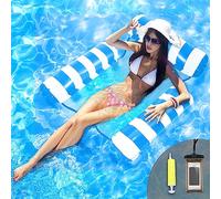 Asiento de piscina hamaca flotante, hamaca de agua, juguetes, colchón de aire, sillón, asiento de agua, hamaca para piscina, colchoneta para adultos y niños (azul)