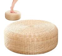 Asiento de Suelo de Paja Boho - cojín de Paja, cojín de Estilo japonés | Cojín de Paja Trenzada Natural, Alfombrilla Transpirable para Piso Sentado, Silla de Suelo Fat