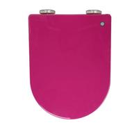 Asiento de tocador, Asiento de inodoro con cierre suave, polipropileno bisagras liberación rápida, bisagra ajustable 360°, fácil limpiar, forma D/rojo(Purple)