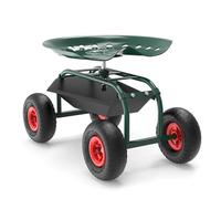 Asiento de trabajo rodante, banco de jardín, altura ajustable, asiento giratorio, ruedas neumáticas, hasta 150 kg