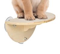 Asiento de ventana para gatos, asiento de gato con ventana que ahorra espacio, alféizar de gatito con 3 ventosas, estante de madera montado en la pared para gatos de interior
