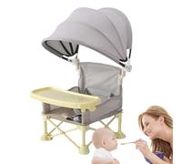 Asiento de viaje para niños con bandeja, asiento plegable con bandeja, asiento portátil con parasol para niños, para casa, jardín, playa, viajes